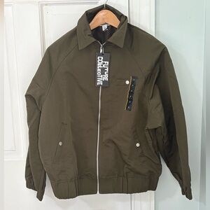 Future Collective Oversized Bomber Jacket – Small - NWT | Olive Green | Full Zip